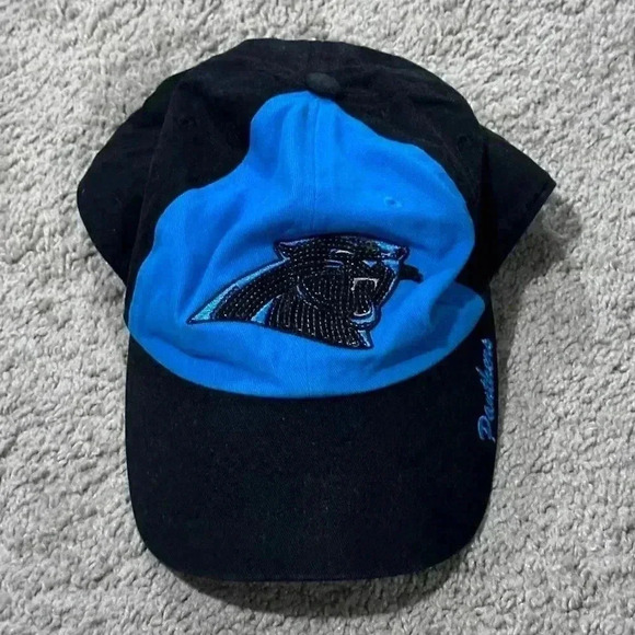 NFL PANTHERS BEDAZZLED PANTHERS WOMEN’S BALL CAP - Picture 1 of 13